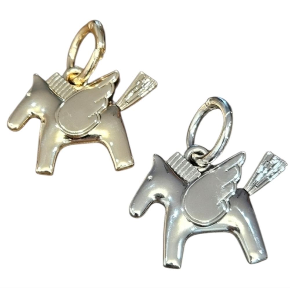 NEW Winged Horse Bag Charm Gold or Silver Metal